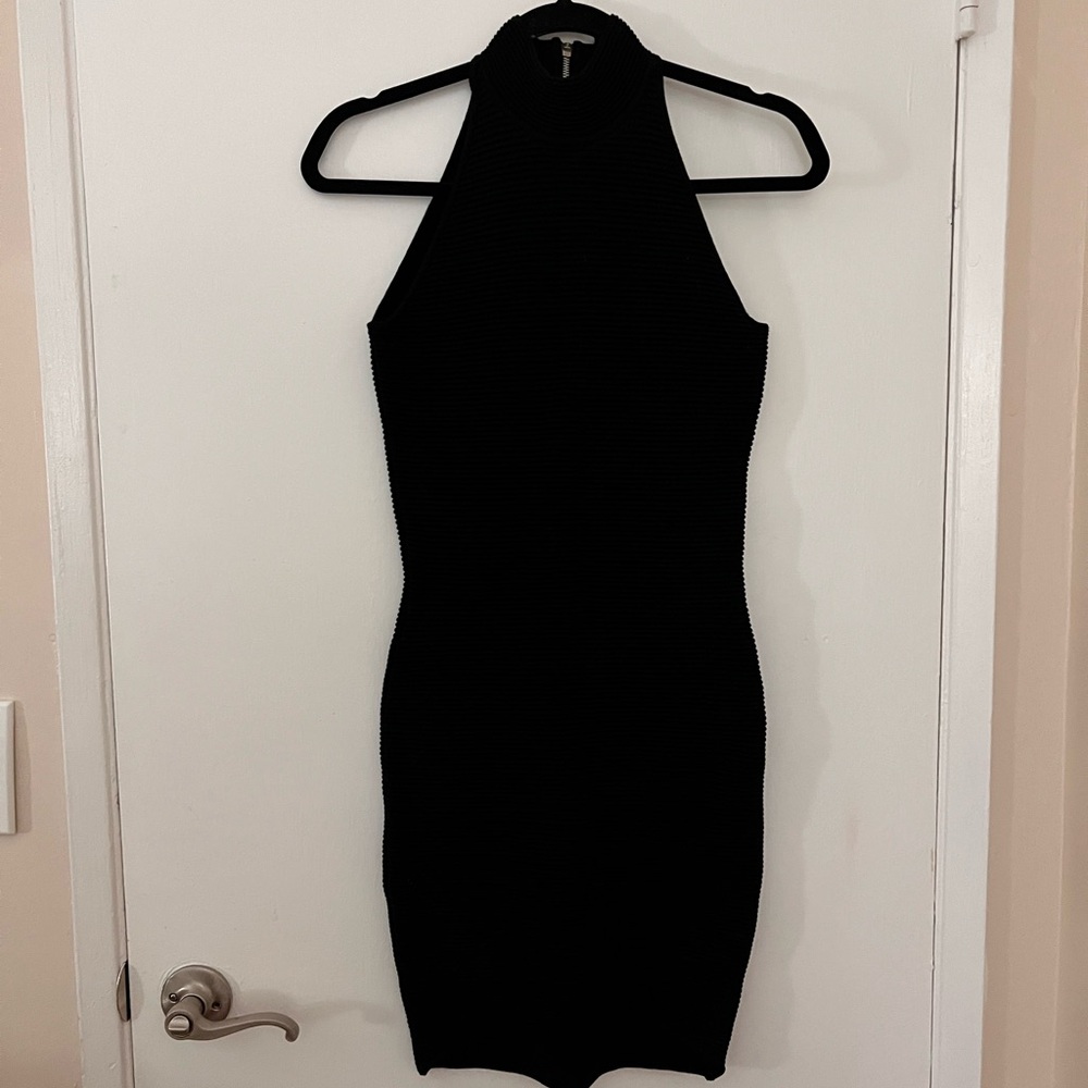 Torn by Ronny Kobo Black Mini Ribbed Dress